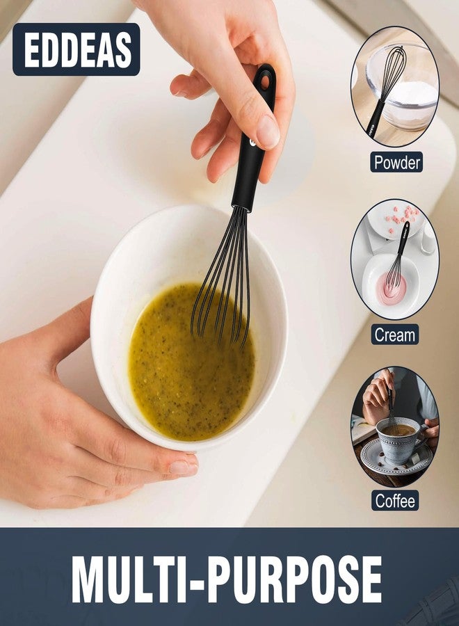 Eddeas Silicone Mini Whisk, Small whisks Non-Stick Tiny Whisks set of 2（5.5in & 7.5in）-Heat Resistant (450°F) Whisks, Balloon Egg Beater Perfect for Whisking, Beating, Mixing, Blending, Black - Image 5